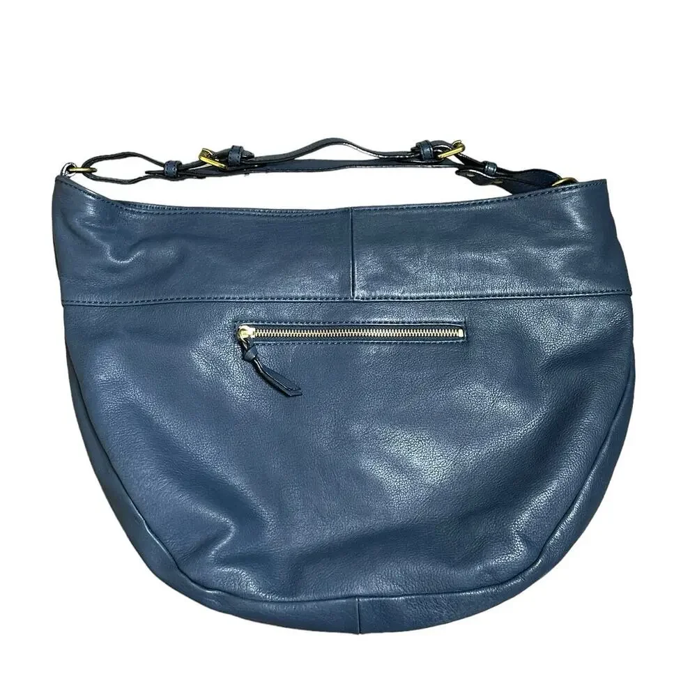 The SAK COLLECTIVE Soft Navy Blue Leather Braided/Woven Boho Hobo Bag - Picture 2 of 10